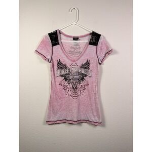 Y2K Lace grunge harley davidson Women's Pink Tank Top  Sz M